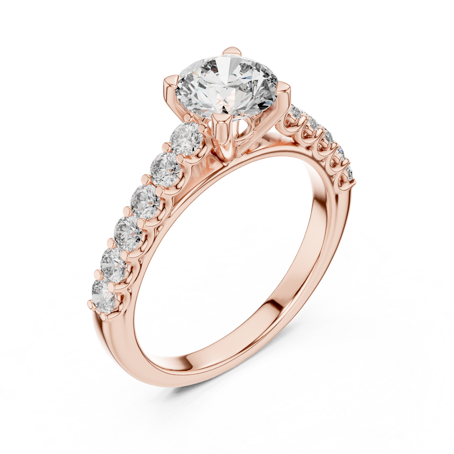 Diamond Engagement Ring | Center Stone with Pavé Side Diamonds