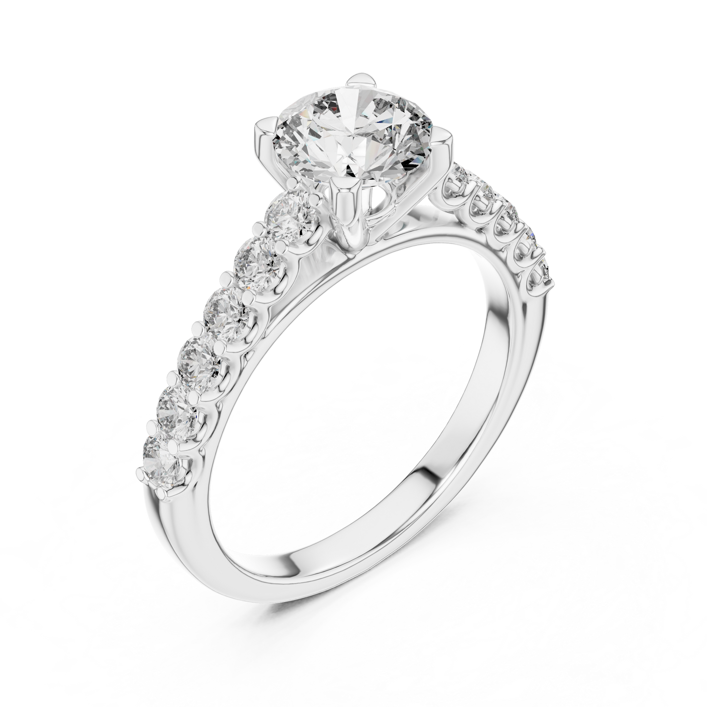 Diamond Engagement Ring | Center Stone with Pavé Side Diamonds