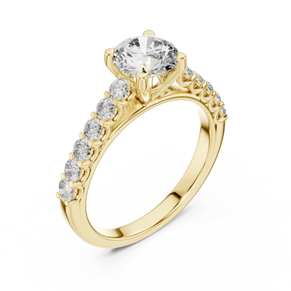 Diamond Engagement Ring | Center Stone with Pavé Side Diamonds