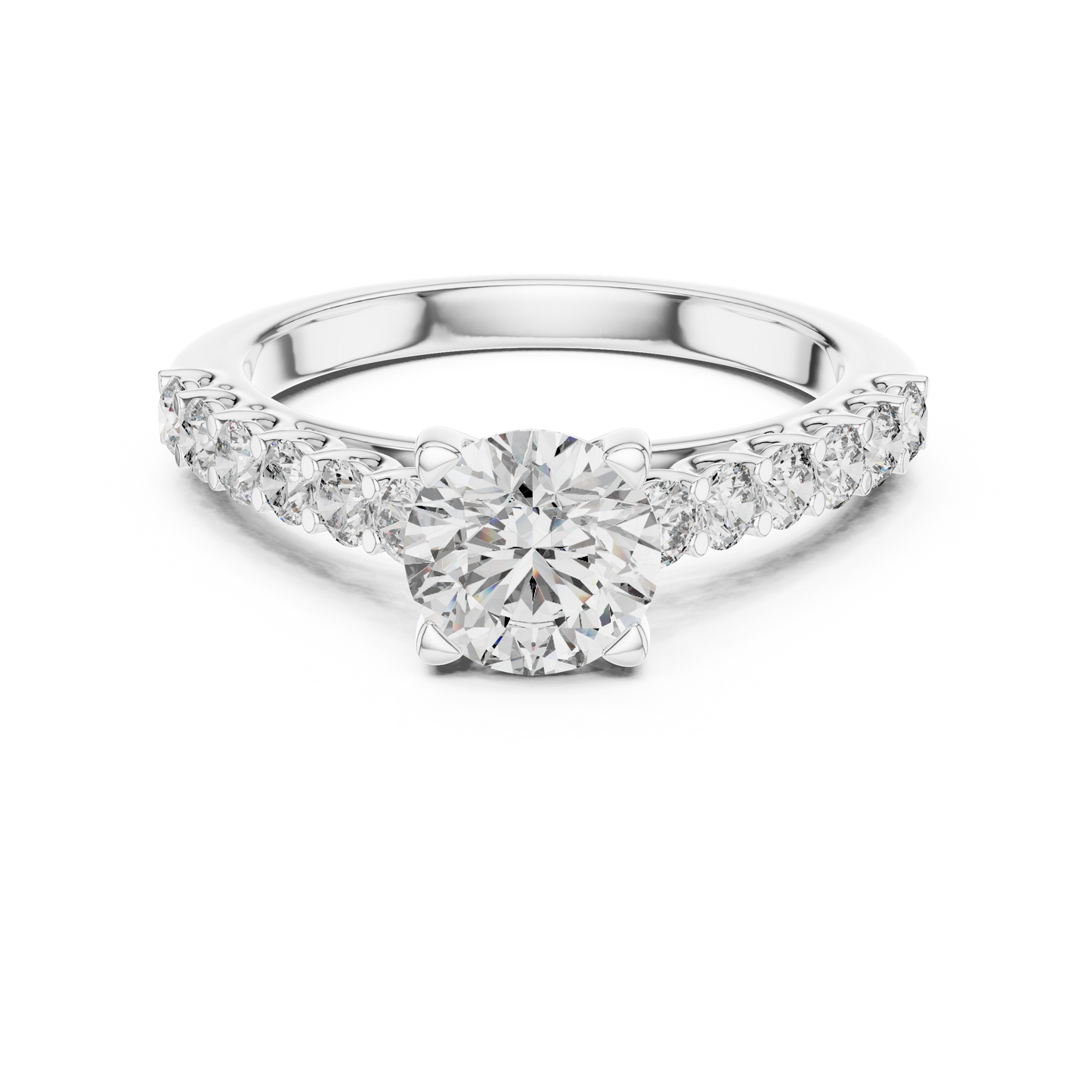 Diamond Engagement Ring | Center Stone with Pavé Side Diamonds