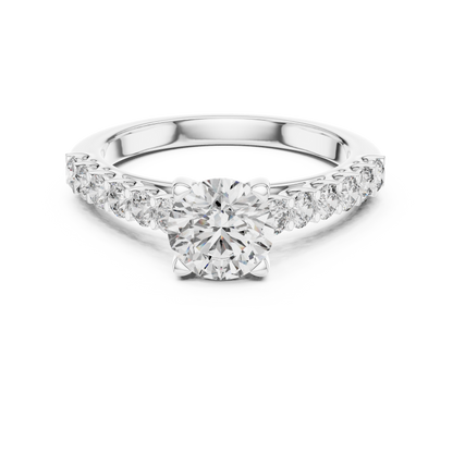 Diamond Engagement Ring | Center Stone with Pavé Side Diamonds