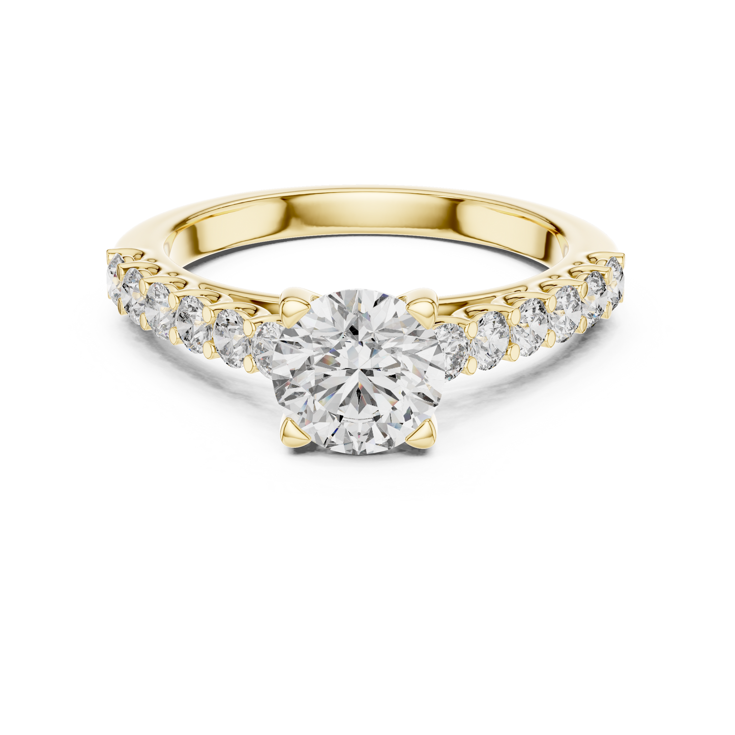Diamond Engagement Ring | Center Stone with Pavé Side Diamonds