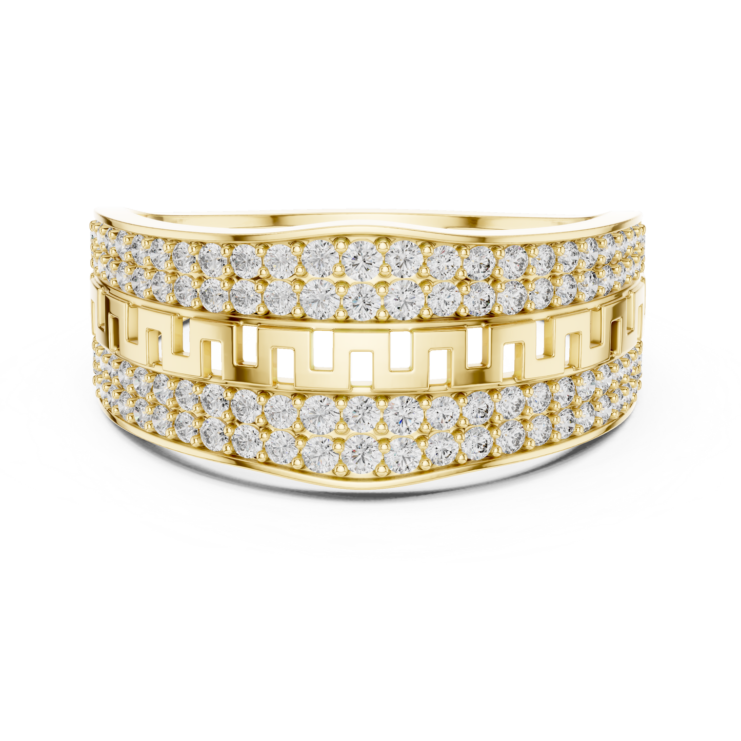 Ladies’ Greek Key Diamond Ring | Elegant Patterned Jewelry