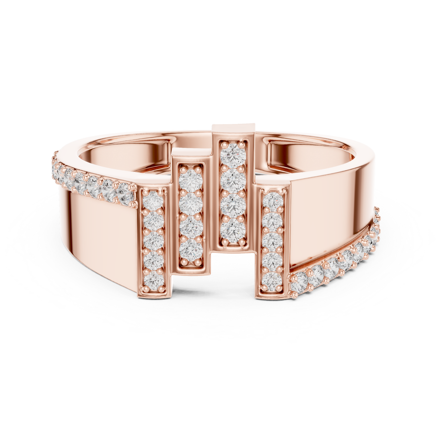 Diamond-Studded Letter 'T' Adjustable Ring | Personalized Initial Jewelry