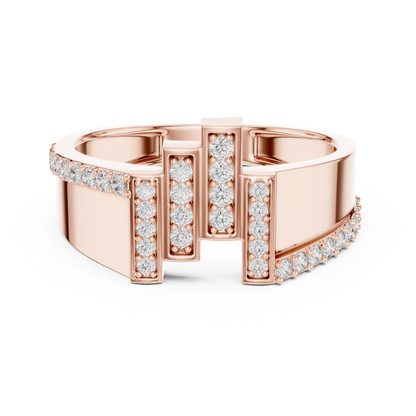 Diamond-Studded Letter 'T' Adjustable Ring | Personalized Initial Jewelry