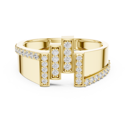 Diamond-Studded Letter 'T' Adjustable Ring | Personalized Initial Jewelry