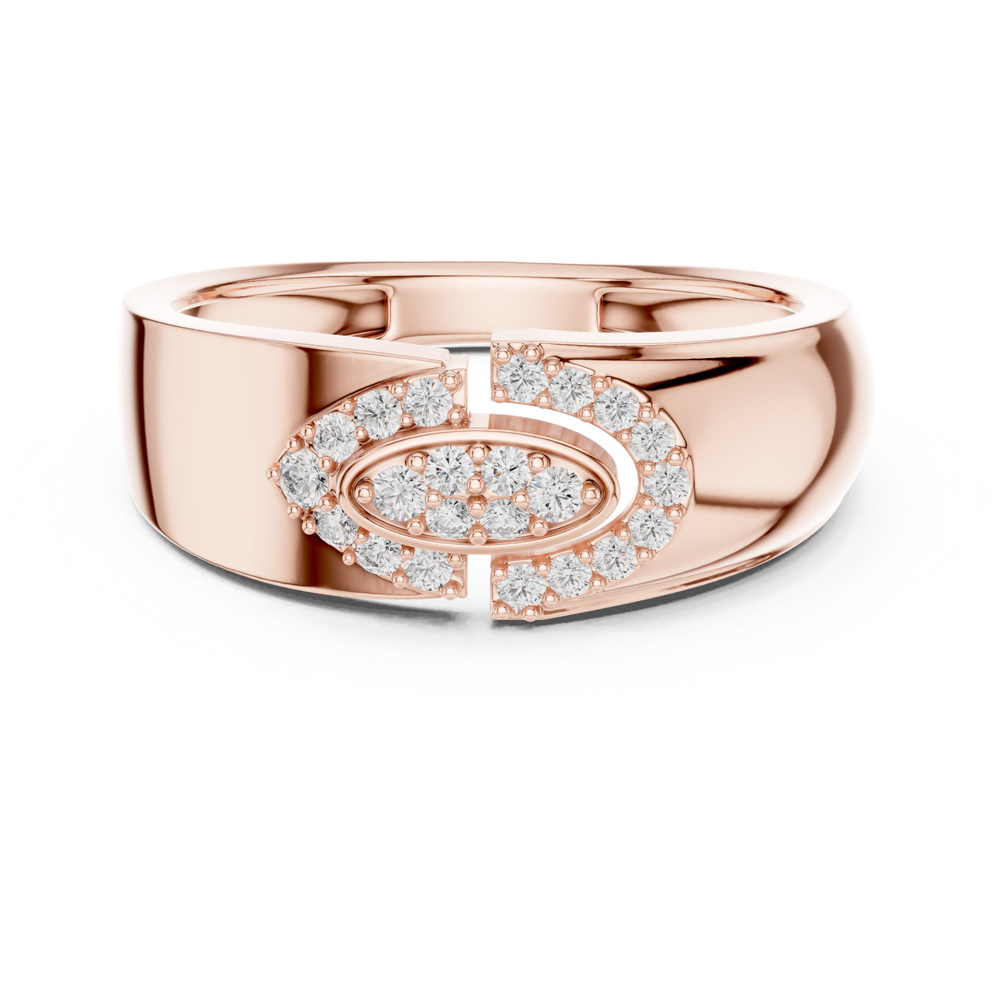 Eclipse Halo Diamond Ring | Oval Center with Pavé Halo