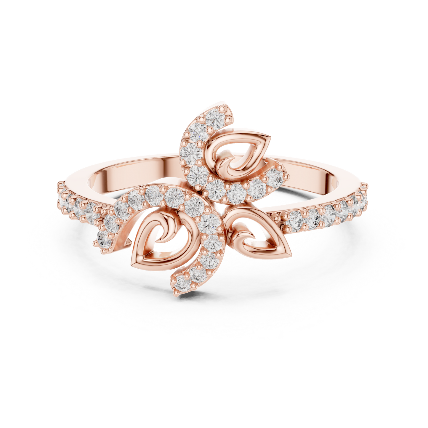 Matisha Diamond Floral Swirl Ring | Curved Leaf Cluster Stackable Promise Ring