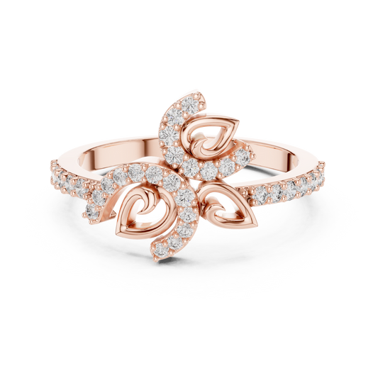 Matisha Diamond Floral Swirl Ring | Curved Leaf Cluster Stackable Promise Ring