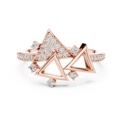 Triangle Shape Round Diamond Ring | Modern Geometric Elegance