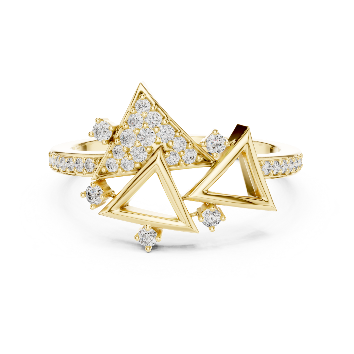 Triangle Shape Round Diamond Ring | Modern Geometric Elegance