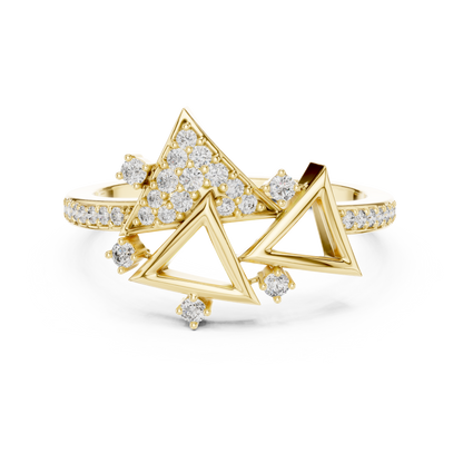 Triangle Shape Round Diamond Ring | Modern Geometric Elegance
