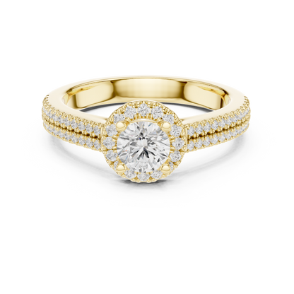 Double-Row Pavé Halo Diamond Engagement Ring | Lab-Grown Diamond