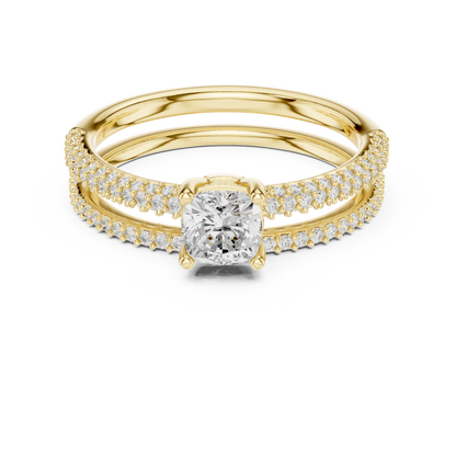 Cushion-Cut Diamond Engagement Ring with Pavé Split-Shank Bands | Lab-Grown Diamond