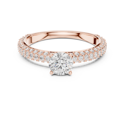 Solitaire Engagement Ring with Pavé Diamond Band | Lab-Grown Diamond