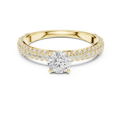 Solitaire Engagement Ring with Pavé Diamond Band | Lab-Grown Diamond