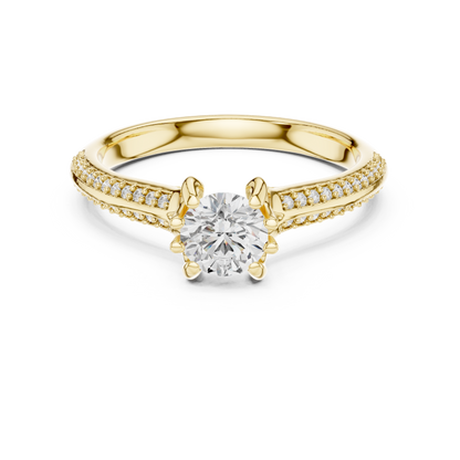 Diamond Solitaire Engagement Ring with Pavé Band | Lab-Grown Diamond