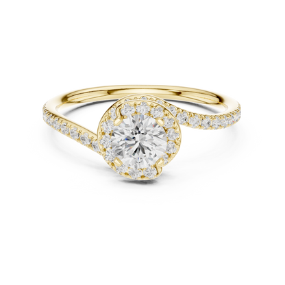 Round Lab-Grown Diamond East-to-West Bypass Pavé Engagement Ring
