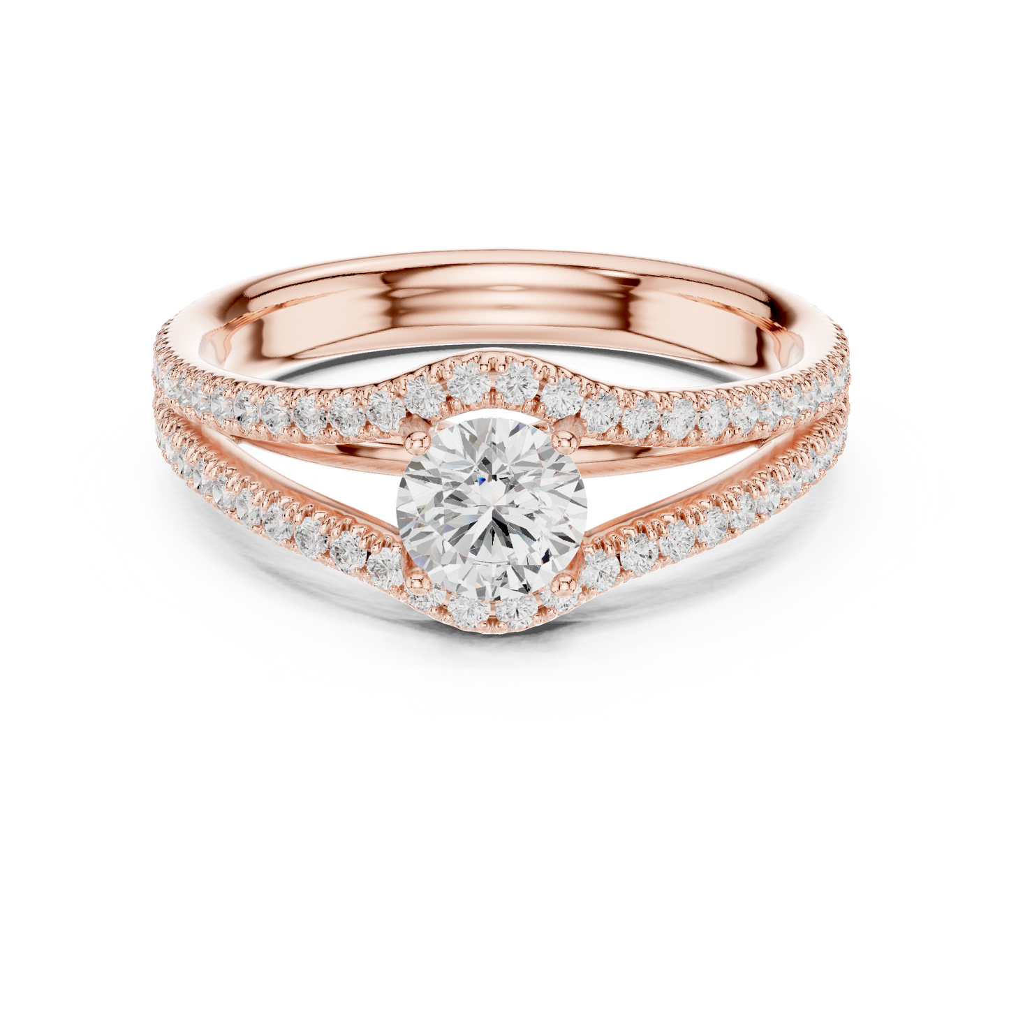 0.50 ct Solitaire Split Shank Diamond Ring | 935 Anti-Tarnish Silver