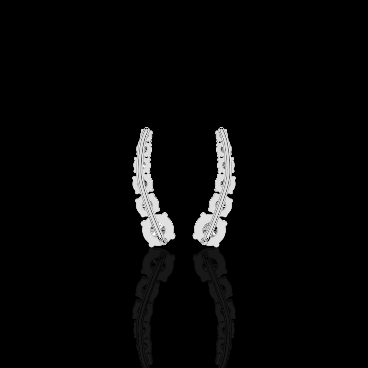 Diamond Cuff Earrings, Round Brilliant Stone Earrings,  Elegant Luxury Statement Jewelry