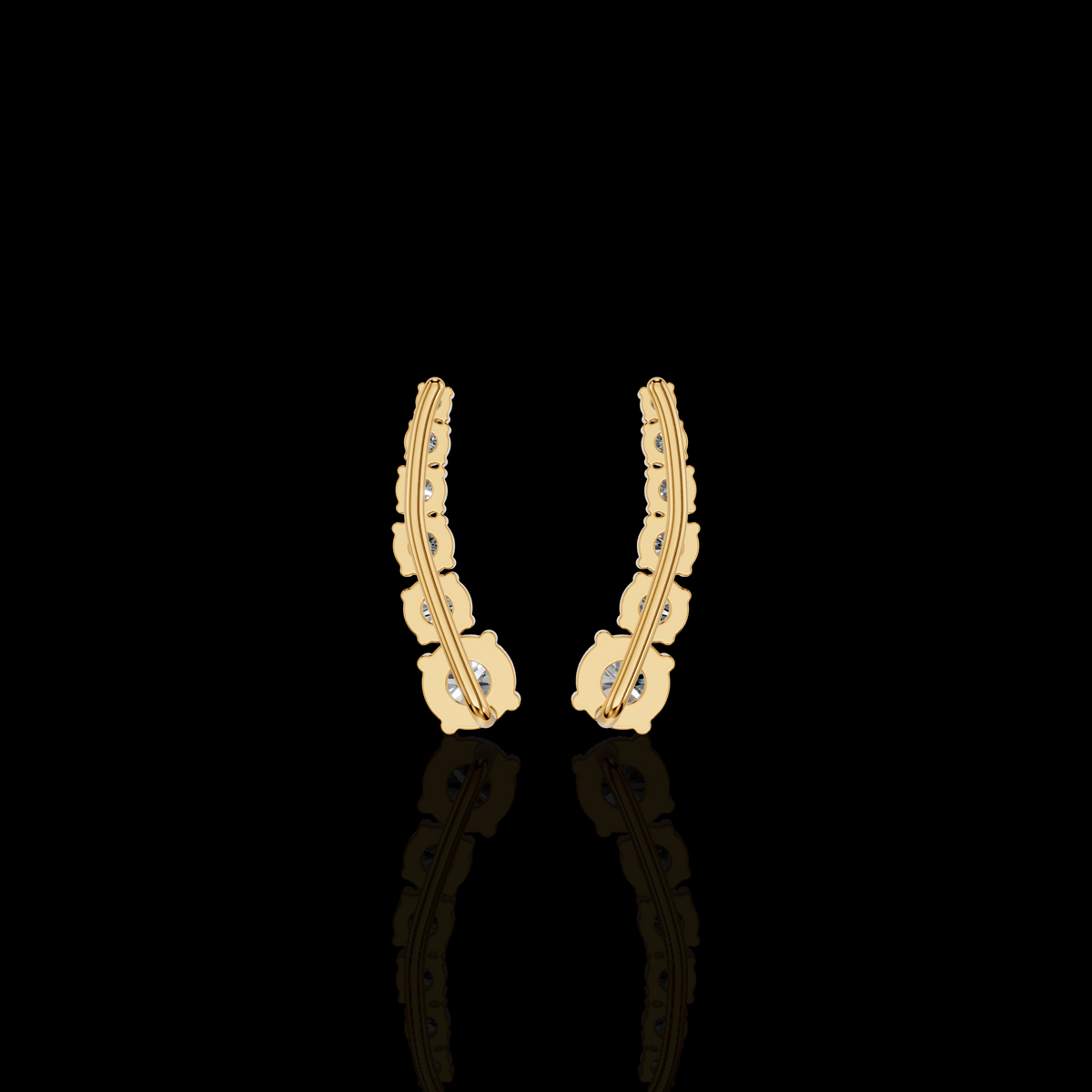 Diamond Cuff Earrings, Round Brilliant Stone Earrings,  Elegant Luxury Statement Jewelry