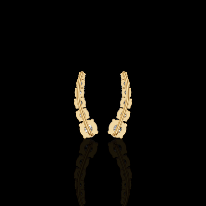 Diamond Cuff Earrings, Round Brilliant Stone Earrings,  Elegant Luxury Statement Jewelry