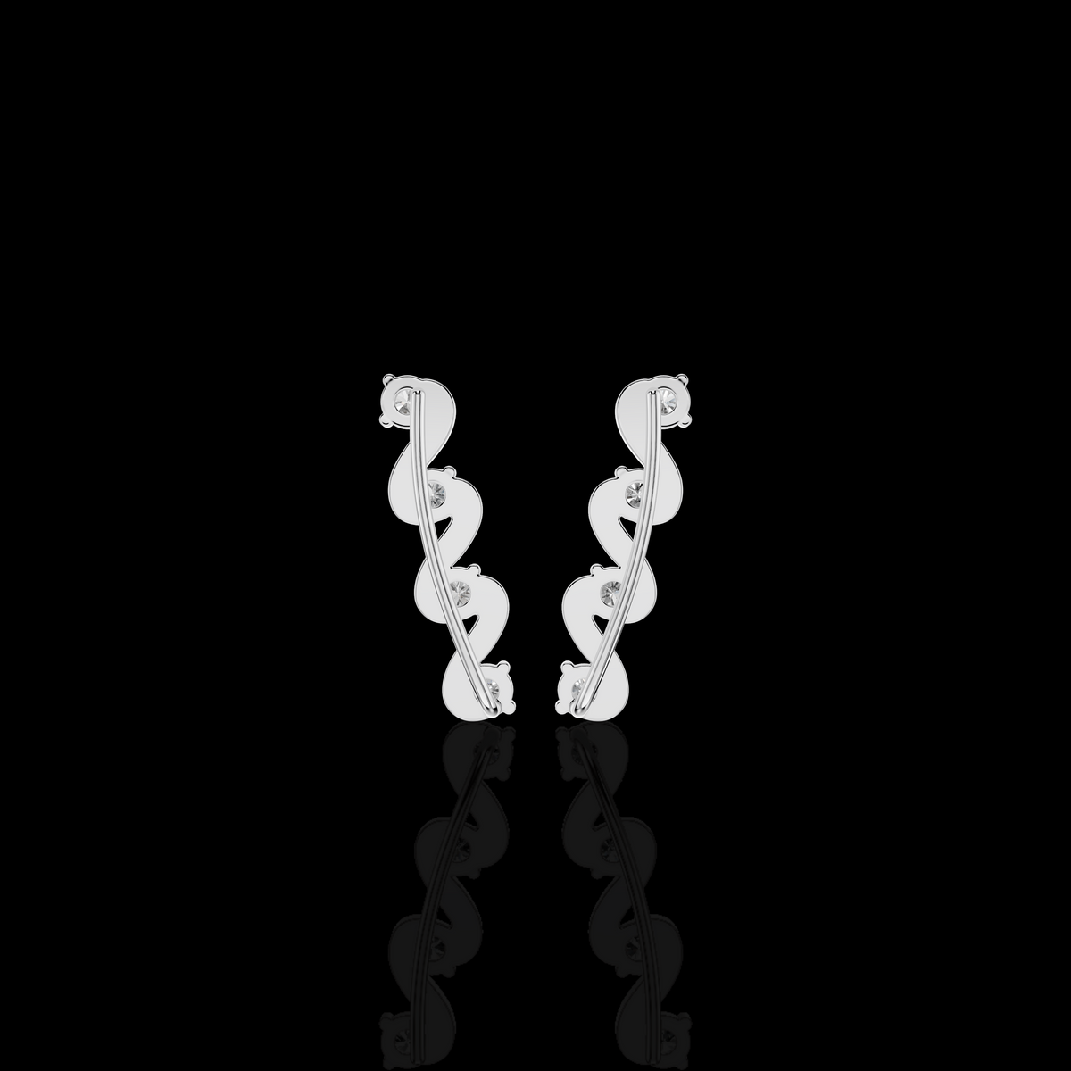 Wavy Diamond Earrings, S Curve Earrings, Round Stone Statement Jewelry, Elegant Bridal Party Earrings
