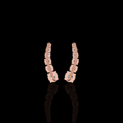 Diamond Cuff Earrings, Round Brilliant Stone Earrings,  Elegant Luxury Statement Jewelry