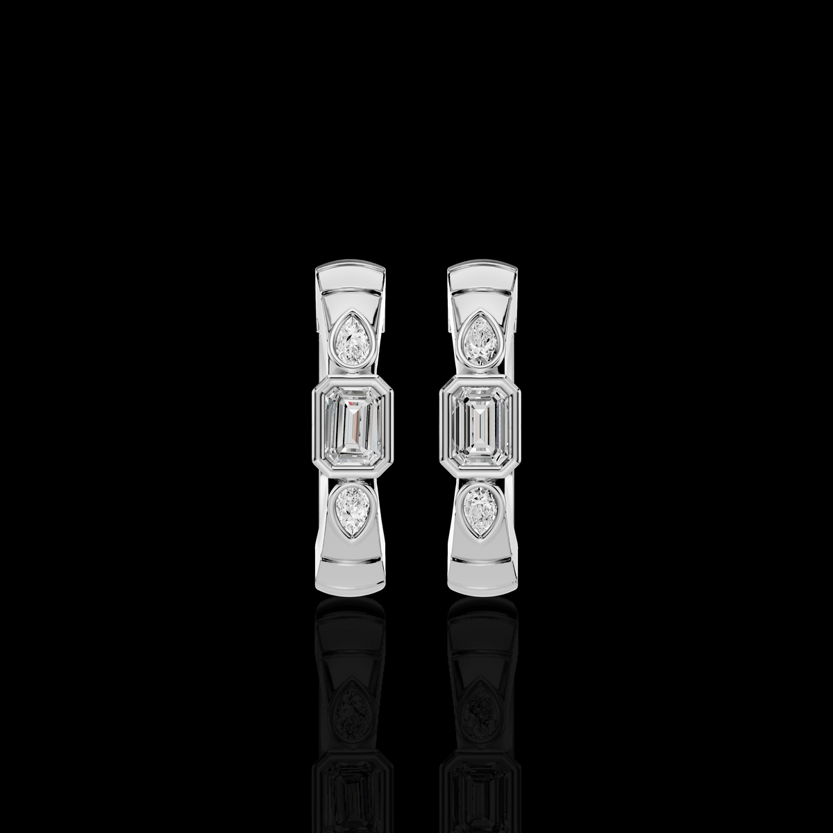 Emerald Cut Drop Earrings with Pear Shape Stones | Elegant Statement Earrings | Matisha Jewels