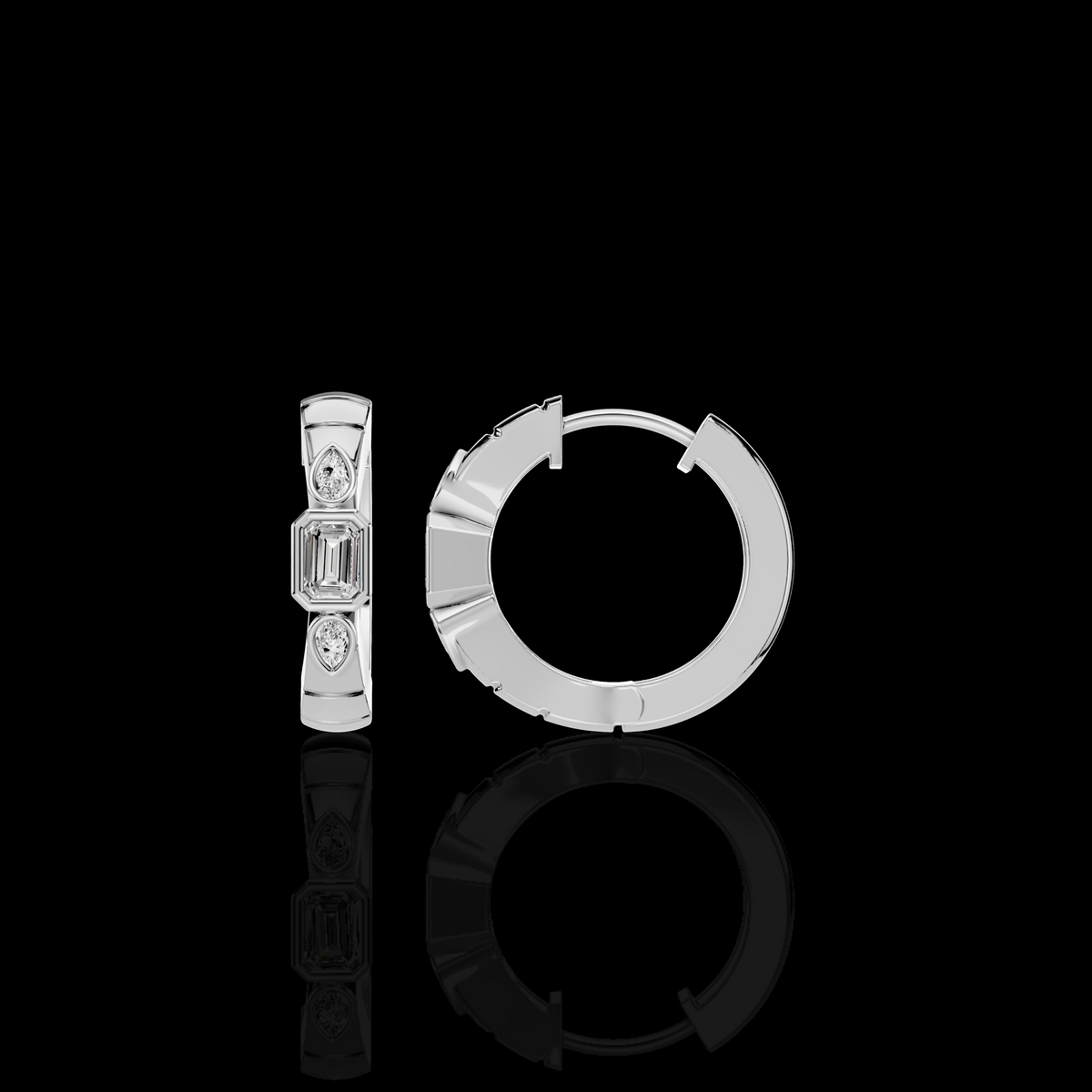 Emerald Cut Drop Earrings with Pear Shape Stones | Elegant Statement Earrings | Matisha Jewels