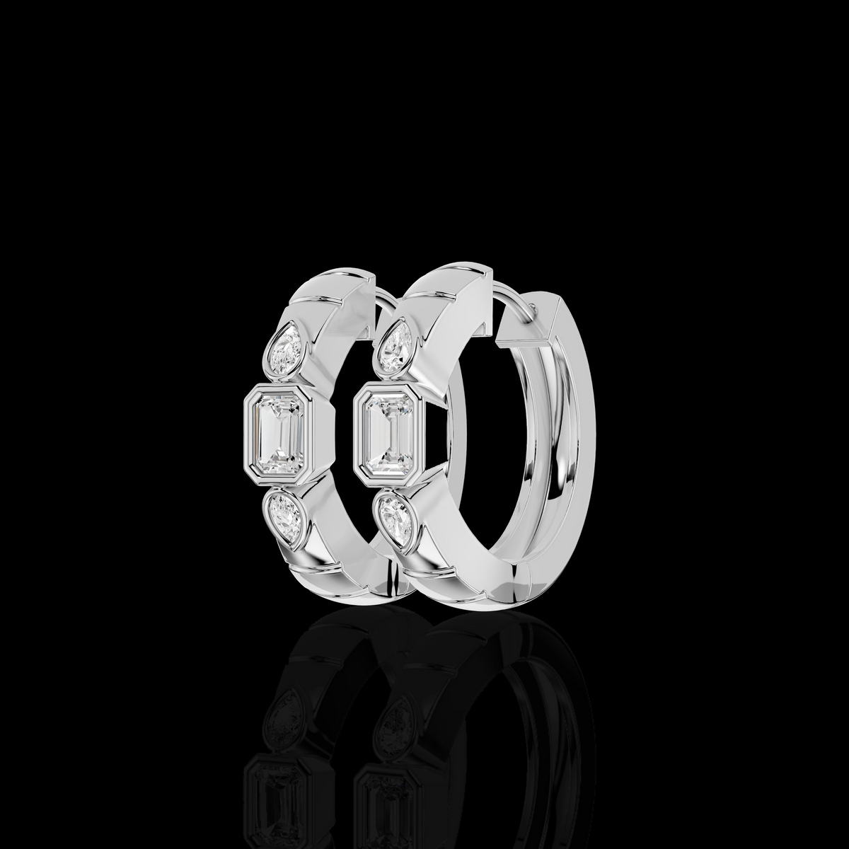 Emerald Cut Drop Earrings with Pear Shape Stones | Elegant Statement Earrings | Matisha Jewels