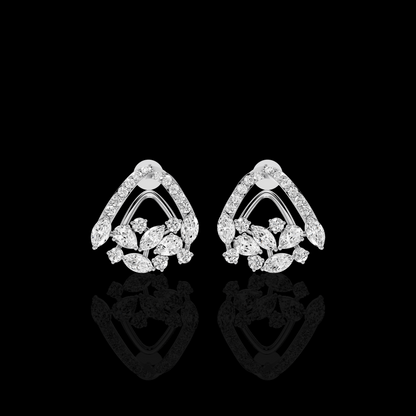Marquise Diamond Earrings, Floral Cluster Stud Earrings, Luxury Bridal Earrings, Elegant Statement Jewelry