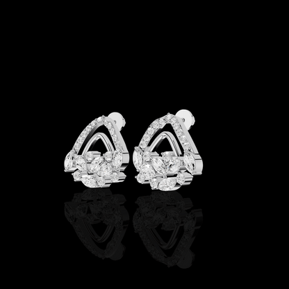 Marquise Diamond Earrings, Floral Cluster Stud Earrings, Luxury Bridal Earrings, Elegant Statement Jewelry