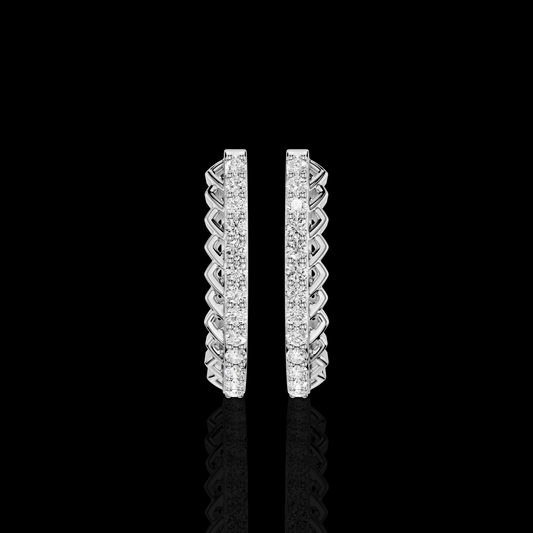 Round Crystal Huggie Hoops, Zigzag Detail Statement Earrings, Elegant Jewelry Gift for Women