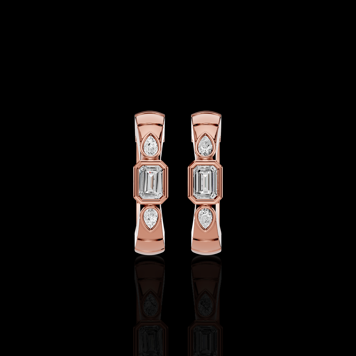 Emerald Cut Drop Earrings with Pear Shape Stones | Elegant Statement Earrings | Matisha Jewels
