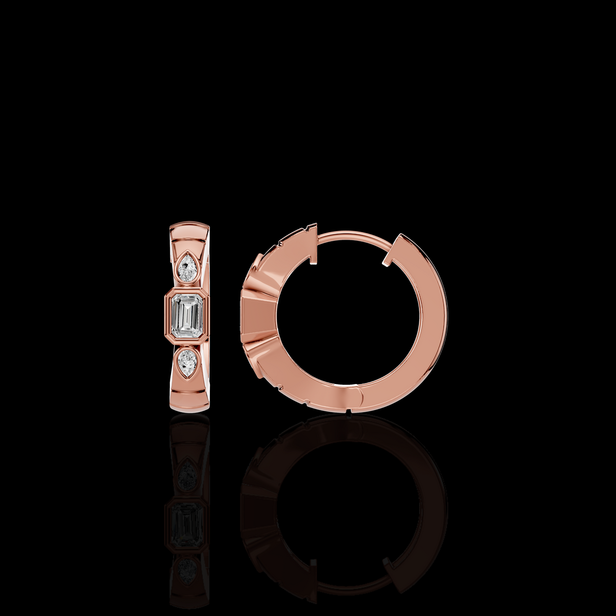 Emerald Cut Drop Earrings with Pear Shape Stones | Elegant Statement Earrings | Matisha Jewels