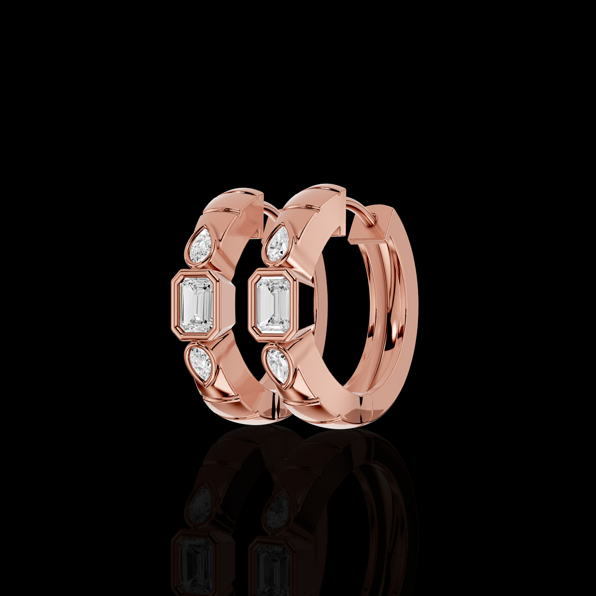 Emerald Cut Drop Earrings with Pear Shape Stones | Elegant Statement Earrings | Matisha Jewels