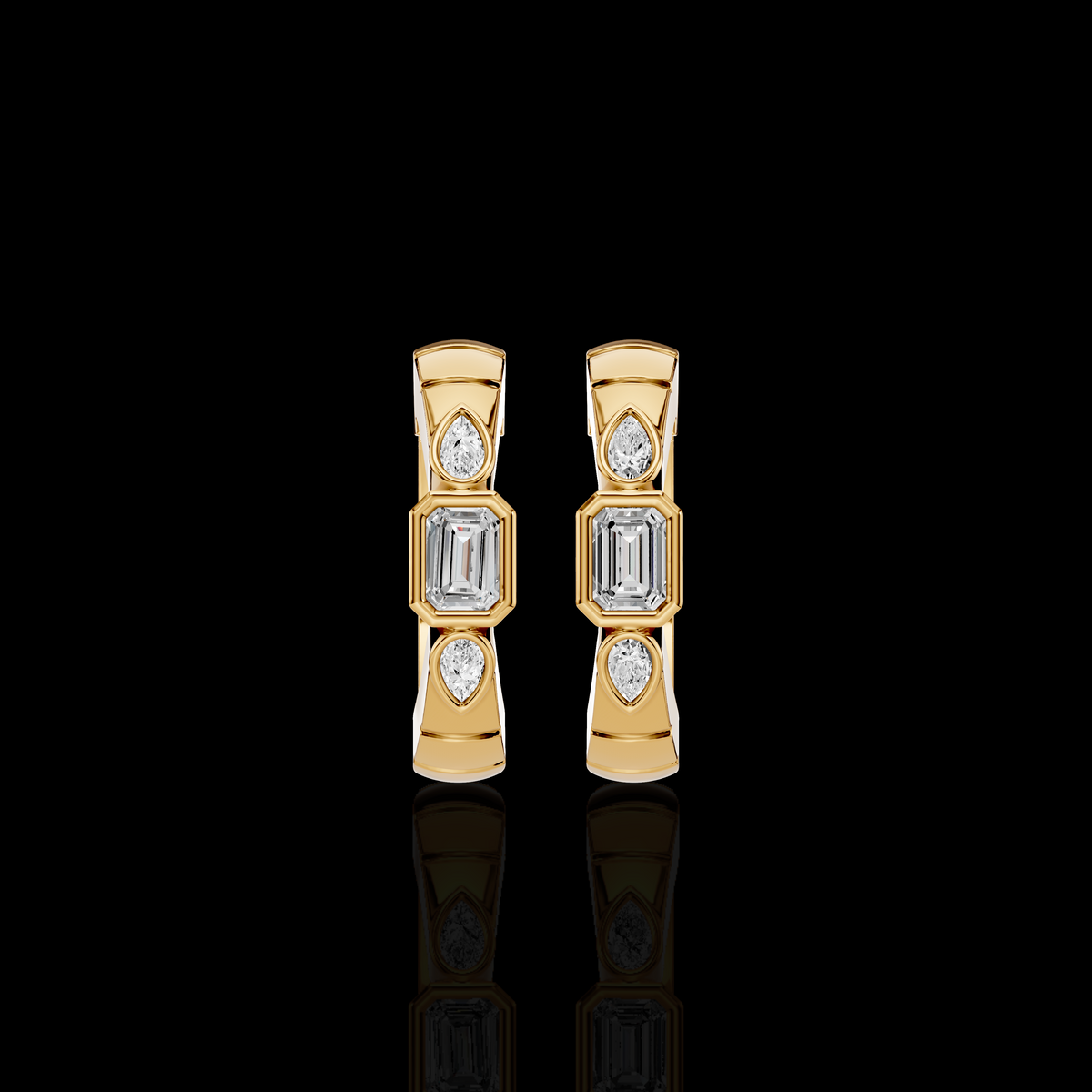 Emerald Cut Drop Earrings with Pear Shape Stones | Elegant Statement Earrings | Matisha Jewels