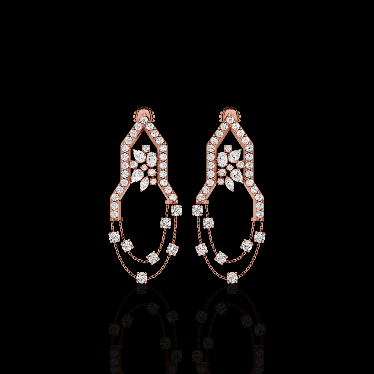 Silver Chandelier Earrings, Crystal Dangle Earrings, Geometric Statement Earrings, Bridal Wedding Jewelry for Women