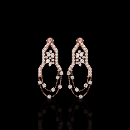 Silver Chandelier Earrings, Crystal Dangle Earrings, Geometric Statement Earrings, Bridal Wedding Jewelry for Women