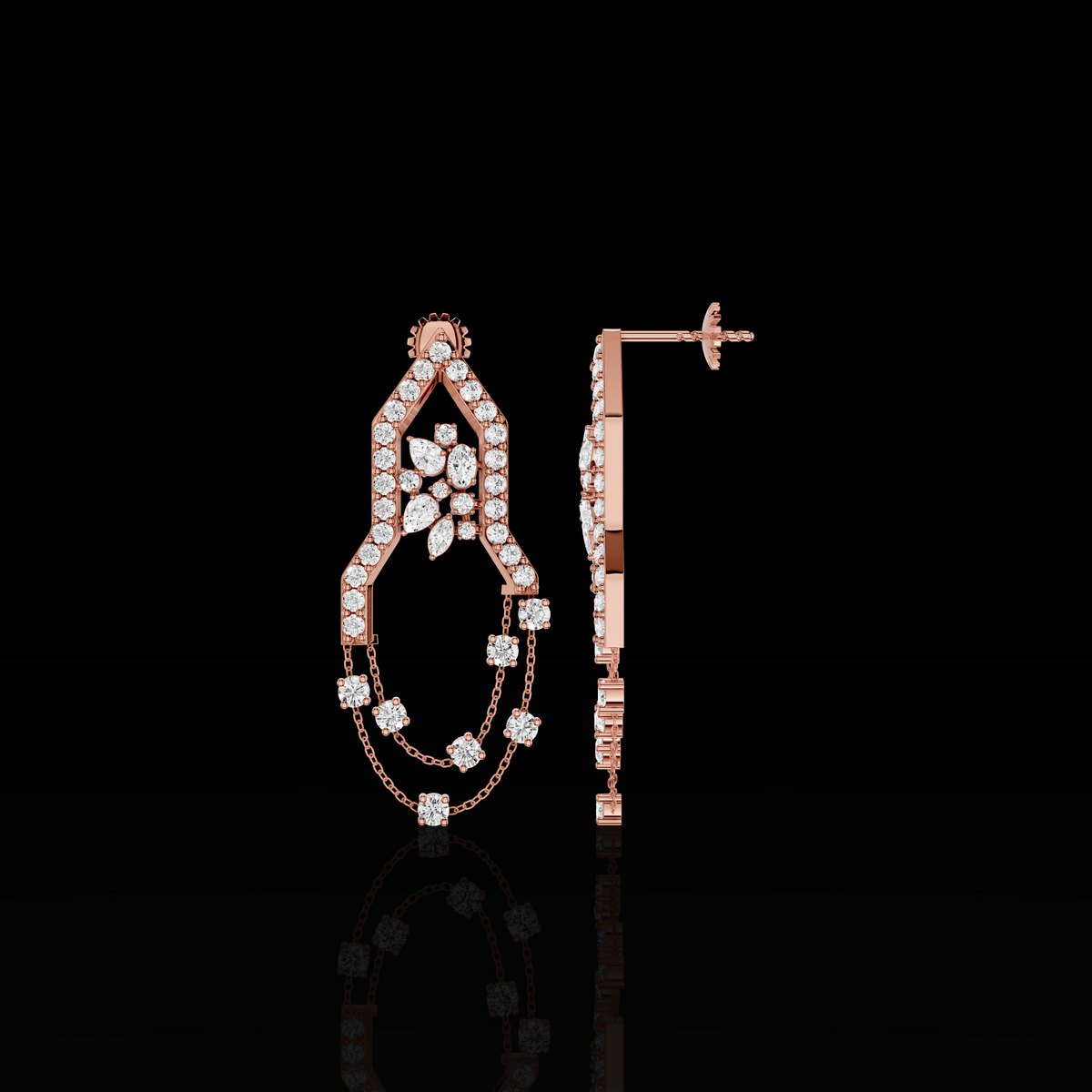 Silver Chandelier Earrings, Crystal Dangle Earrings, Geometric Statement Earrings, Bridal Wedding Jewelry for Women