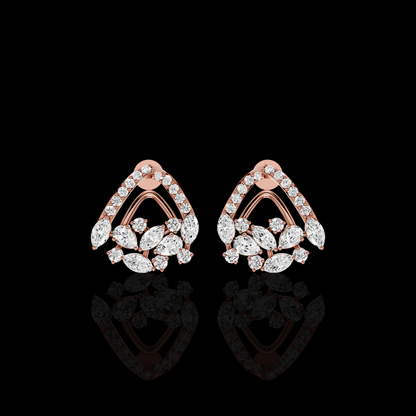 Marquise Diamond Earrings, Floral Cluster Stud Earrings, Luxury Bridal Earrings, Elegant Statement Jewelry