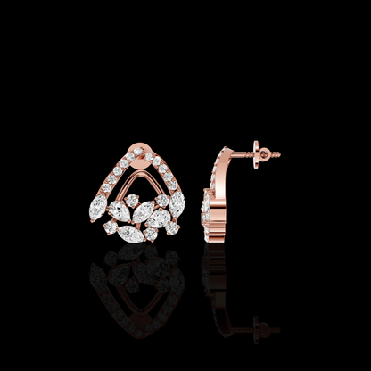 Marquise Diamond Earrings, Floral Cluster Stud Earrings, Luxury Bridal Earrings, Elegant Statement Jewelry