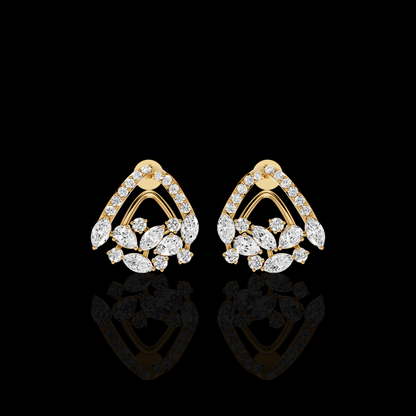 Marquise Diamond Earrings, Floral Cluster Stud Earrings, Luxury Bridal Earrings, Elegant Statement Jewelry
