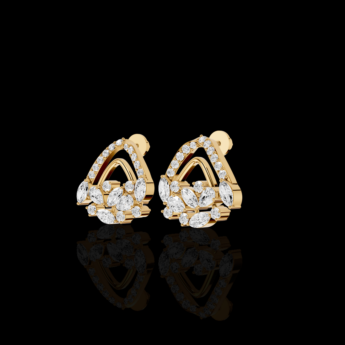 Marquise Diamond Earrings, Floral Cluster Stud Earrings, Luxury Bridal Earrings, Elegant Statement Jewelry