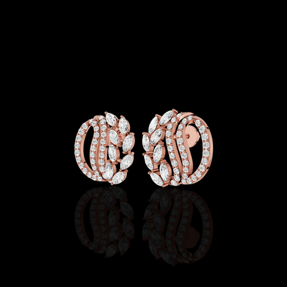 Marquise Hoop Earrings, Curved Statement Earrings, Sparkling Leaf Design Jewelry, Elegant Gift for Women