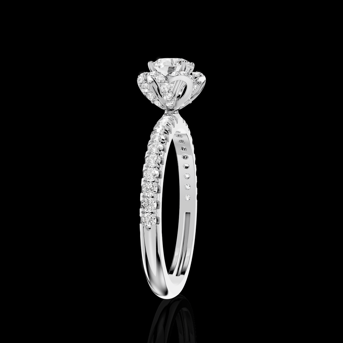 Matisha Round Diamond Halo Engagement Ring