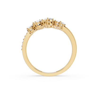 Floral Halo Ring with Sparkling Curved Bands | Matisha Jewels