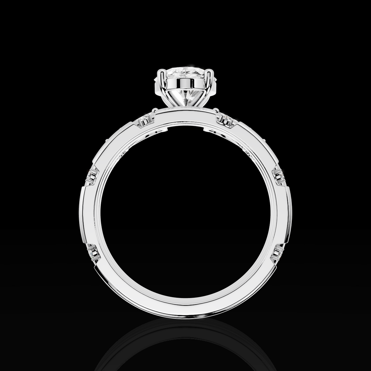 Oval Cut Engagement Ring Set, Floral Accent Bridal Ring, Three Piece Wedding Ring Set