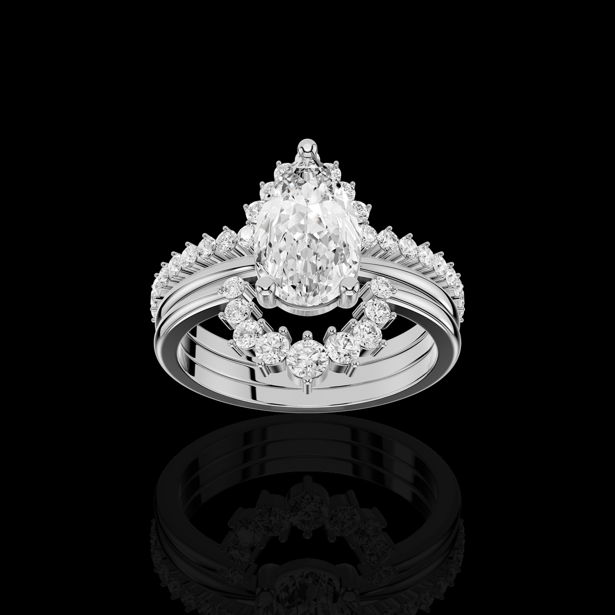 Pear Cut Diamond Ring,Elegant Split Shank Statement Ring, Luxury Fine Jewelry